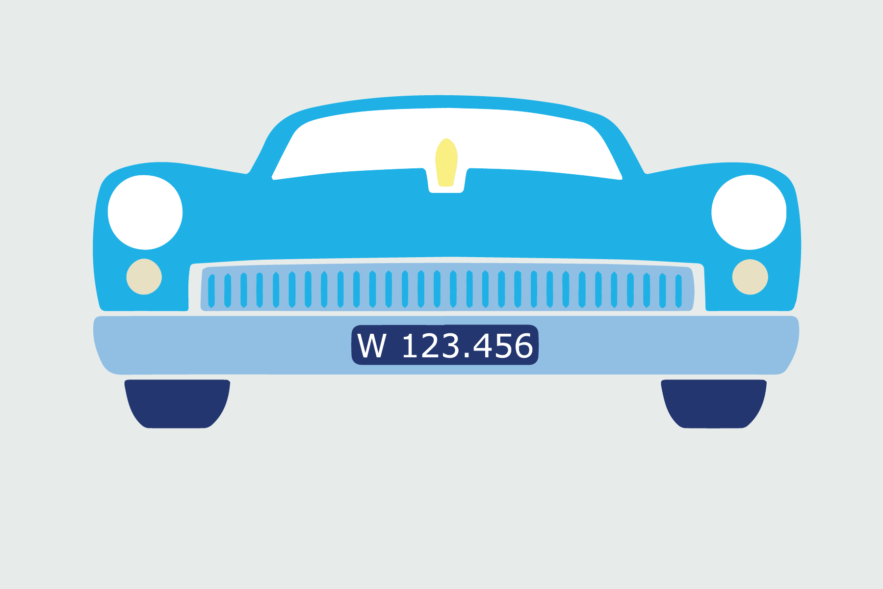 Grafik eines Autos mit schwarzer Nummerntafel