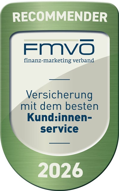 Recommender Award vom Finanz-Marketing Verband für die Versicherung mit dem besten Kundenservice 2026