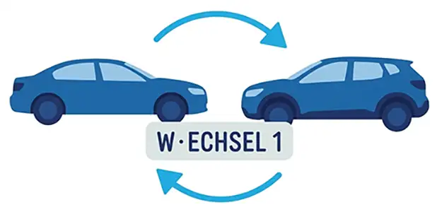 Zwei verschiedene Autos mit Wechselkennzeichen